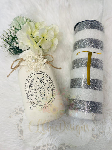 Stripe Glitter Tumbler